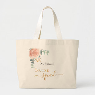 Brudtärna rose gold blommig eukalyptus grönska jumbo tygkasse
