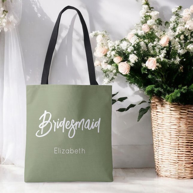 Brudtärna Sage Grön Bröllopstaska Tygkasse (Skapare uppladdad)