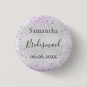 Brudtärna silver violett glans elegant namn knapp