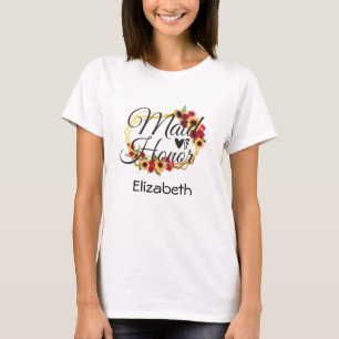 Brudtärna Solrosor Rosor Blommig Present T Shirt