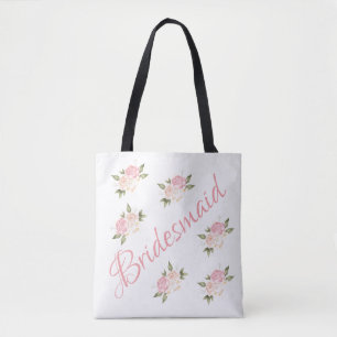 Brudtärna Söt Rosa Blommig Skrift Tygkasse