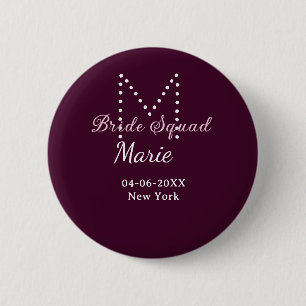 Brudtärna tillägg namn monogram brudtärna mauve knapp
