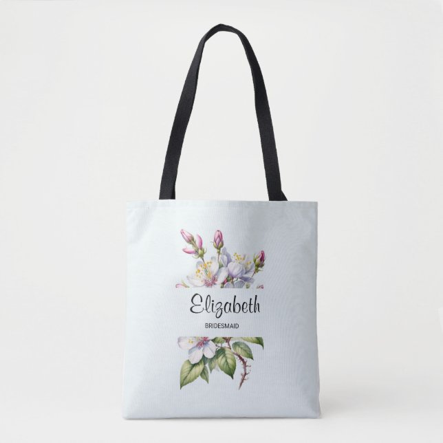 Brudtärna Totebag med Diskret Blommig Design Tygkasse (Framsida)