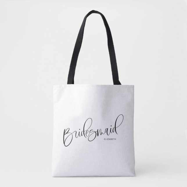 Brudtärna Totebag Svart Vitt Söt Kalligrafi Tygkasse (Framsida)