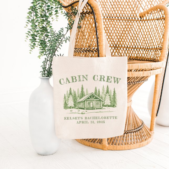 Brudtärnafest i grön stuga tygkasse (Cabin Crew Green Camp Bachelorette Party Tote Bag
)