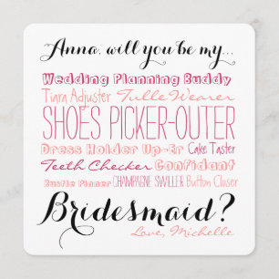 Brudtärnaförslagkortet frågar brudtärnan inbjudningar