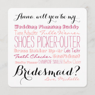 Brudtärnaförslagkortet frågar brudtärnan inbjudningar