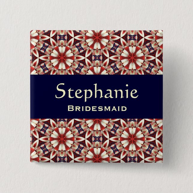 Brudtärnan knäppas den röda blommönstret V2 Knapp (Framsida)