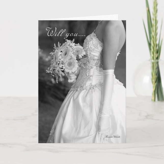 Brudtärnan som ska dig, är min Flowergirl svart Inbjudan (Framsida)