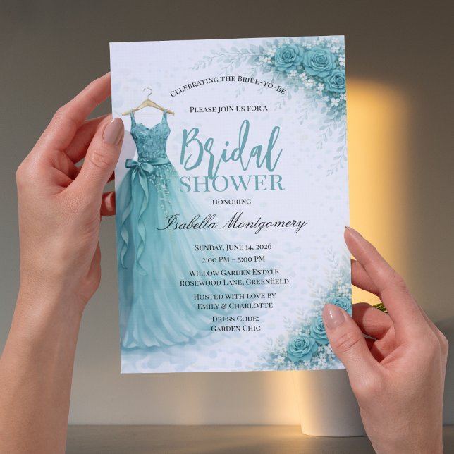 Brudtärnekjol Bröllopsdusch Inbjudningar (Teal Bridesmaid Dress Bridal Shower Invitations)