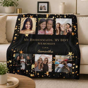 Brudtärnor foto collage svart guld minnen fleecefilt