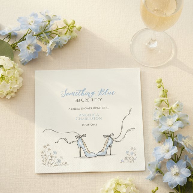 Brudtärnor Something Blue Bröllopsdusch Pappersservett (Bridesmaids Something Blue Bridal Shower Napkins
)