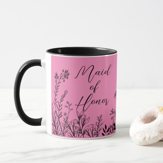 Brudtjänare Rosa Vilda Blomma Klotter  Mugg (Med munk)