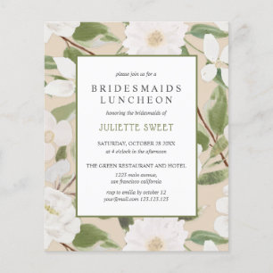 Brudtjänarinnor lunch Vita blommor blad elfenben