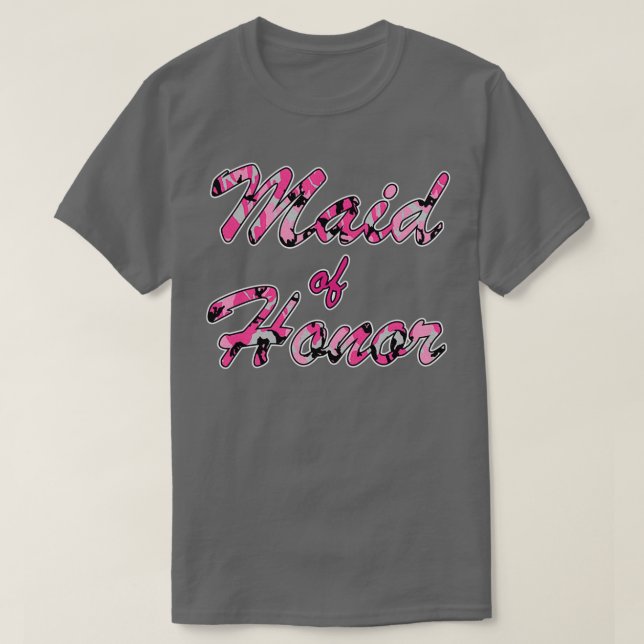 Brudtjänarlandshustru Bröllopskamouflage T Shirt (Design framsida)