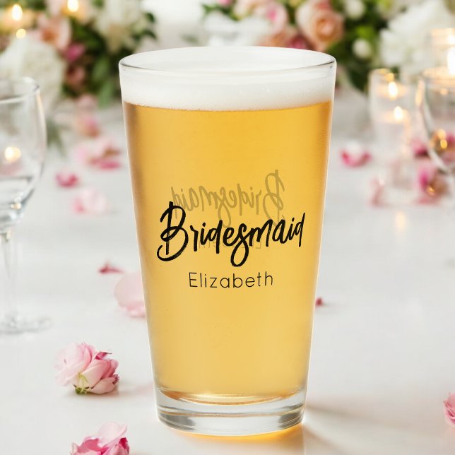 Brudtjänst Bröllop Svart Skrift Elegant  Glaskopp (Skapare uppladdad)