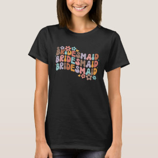 Brudtjänst Brud Sällskap Bröllopsdusch Groovy Säng T Shirt