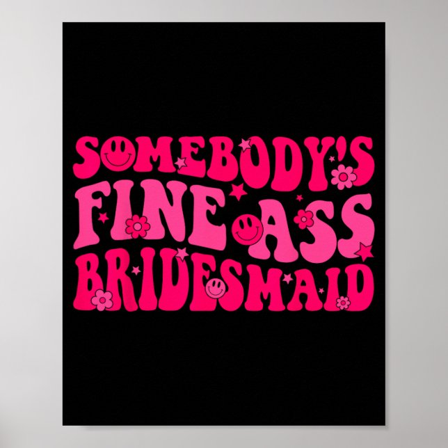 Brudtjänst Brud Sällskap Bröllopsfest Groovy Möhip Poster (Framsidan)