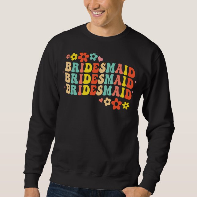 Brudtjänst Brud Sällskap Bröllopsfest Groovy Sängk Lång Ärmad Tröja (Framsida)