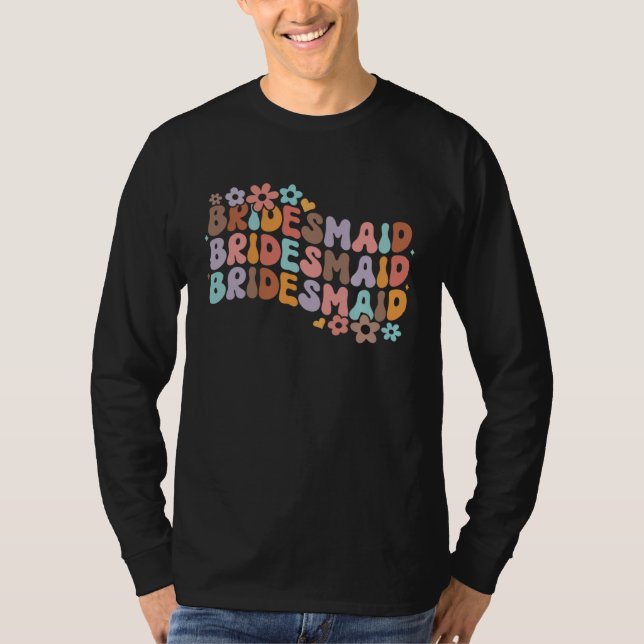 Brudtjänst Brud Sällskap Bröllopsfest Groovy Sängv T Shirt (Framsida)