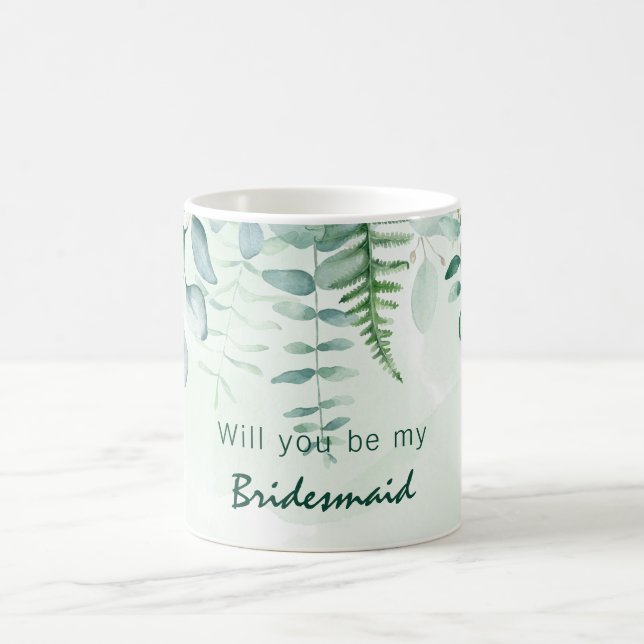 Brudtjänst brudnäbb eukalyptus grönska kaffemugg (Center)