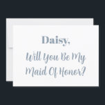 Brudtjänst Brudtärna Dammig Blå Cool Bröllop Inbjudningar<br><div class="desc">Enkel,  minimalistisk,  elegant design för att fråga "Vill du vara min brudtjänsteflicka" med anpassat meddelande och anpassade namntextmallar för att du ska kunna anpassa!</div>
