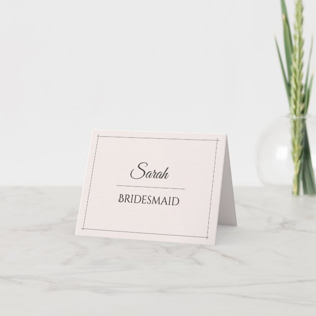 Brudtjänst Kort | Elegant Minimalistisk Bröllop (Framsida)