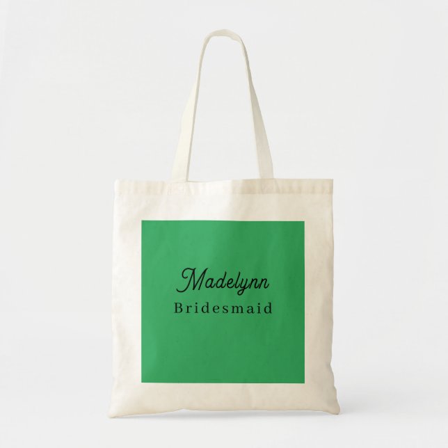 Brudtjänst Modern Minimalistisk Grön Toteväska Tygkasse (Framsidan)