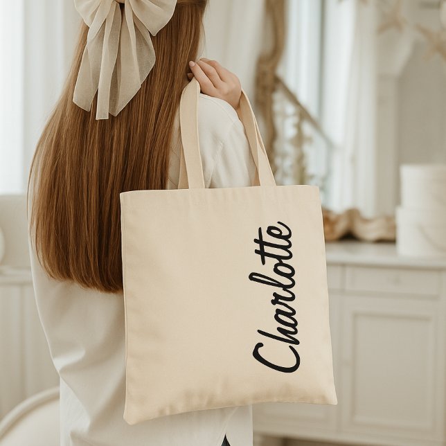 Brudtjänst | Modernt manus Sjungande möhippa Namn Tygkasse (personalized gifts for women, custom bridal shower tote, reusable shopping tote, bridesmaid proposal)