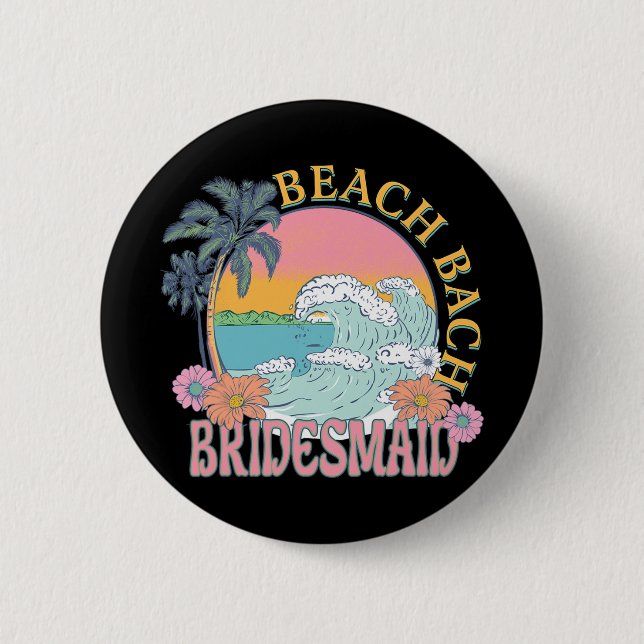 Brudtjänst Strand Bach Brud Sällskap Retro Sängvät Knapp (Framsida)