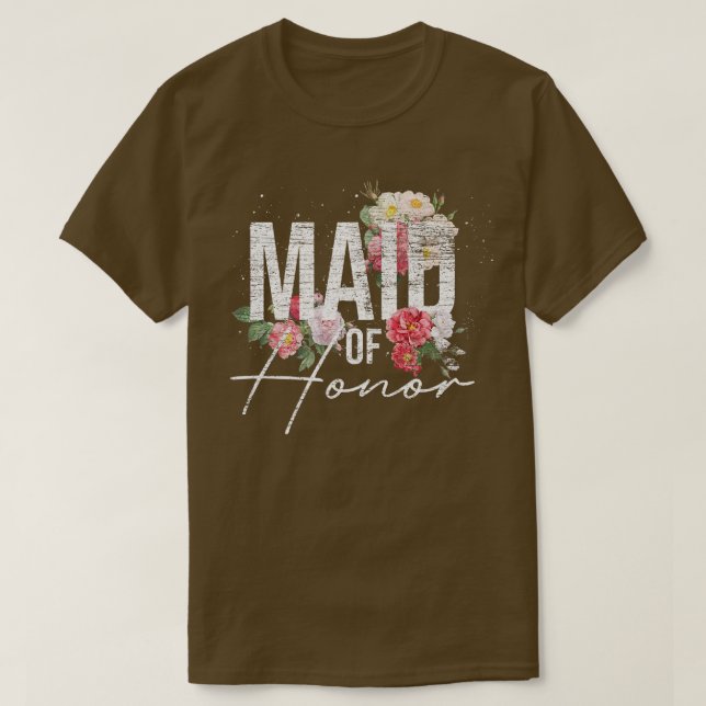 Brudtjänstblommor Bröllopsdusch Blomster Brud P T Shirt (Design framsida)