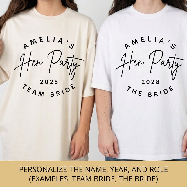 Brudtjänsteflicka | Elegant Bröllop Brud Brudskara T Shirt (Personalized Bride Team T-Shirt Gift for Bridal Party, Hen Party or Wedding Matching Outfits)