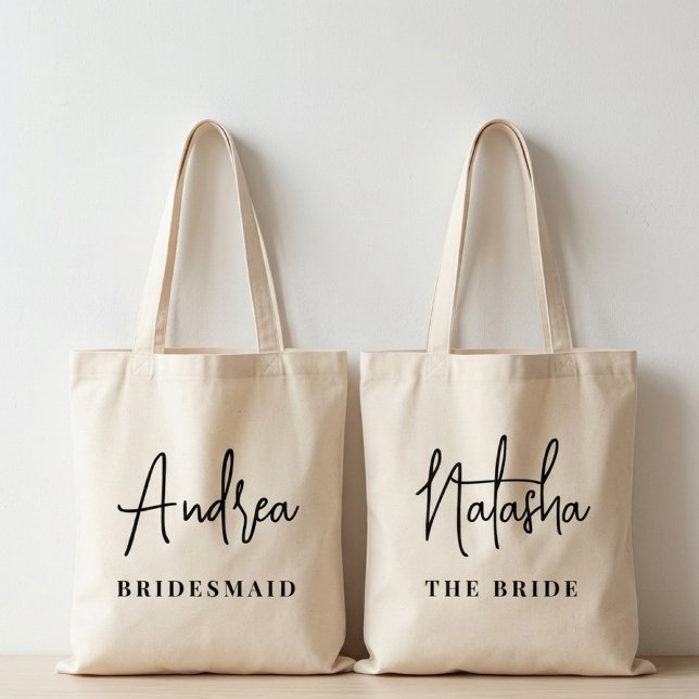 Brudtjänsteflicka | Modernt manus Bröllopsdusch An Tygkasse (bridesmaid gift tote bag, bride tribe tote bag, bridal party tote bag gift, bridesmaid beach bag,)