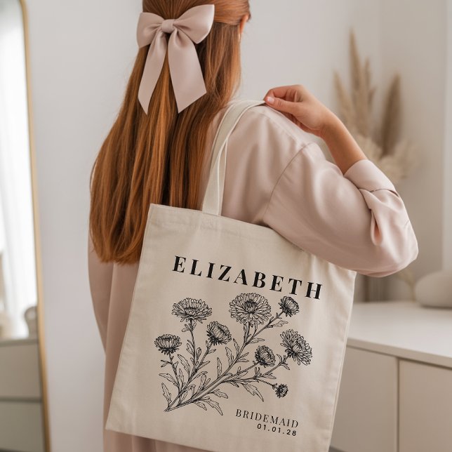 Brudtjänsteman Rustikalt Blommigt Sjungbröllopspar Tygkasse (wedding favor tote for guests, personalized tote for bridesmaids, bride tribe tote bag gift,)