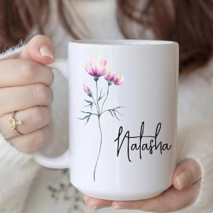 Brudtjänsteman Vattenfärg Blomma Födelsedag Mamm Kaffemugg