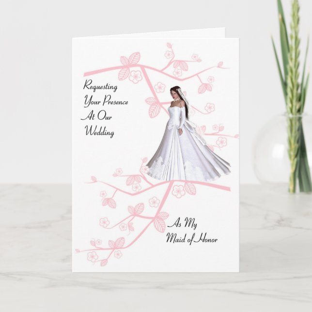 Brudtjänstinvitation med körsbärsblommor inbjudan (Framsida)