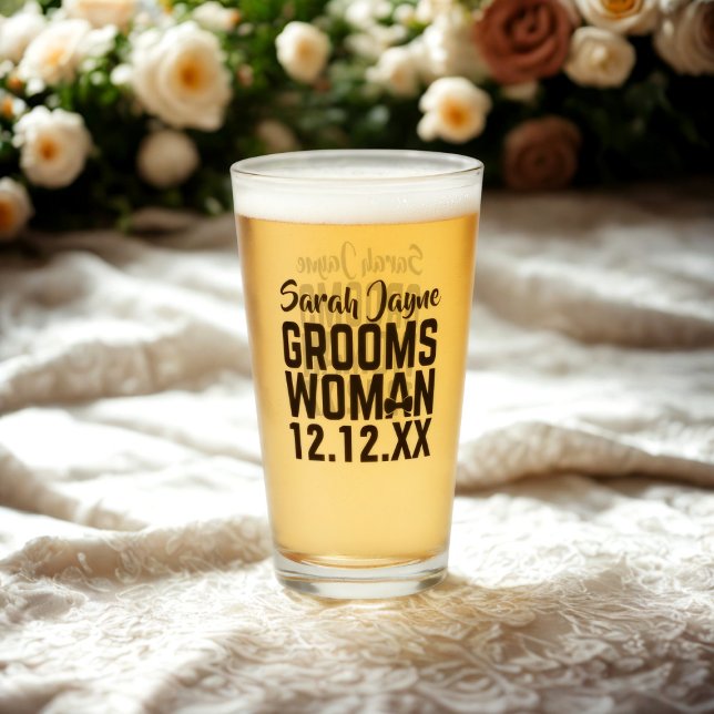 Brudtjänstnamn Minnessaker Bröllopspresent Glas (For the Groomswoman in your wedding party. Just add her name and your wedding date)