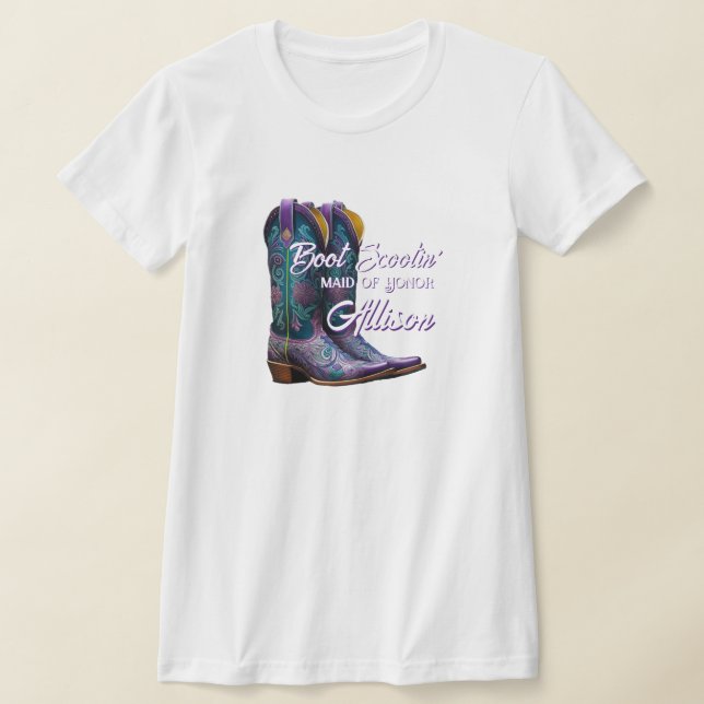 Brudtjej Fancy Cowboy Stövlar T Shirt (Laydown)