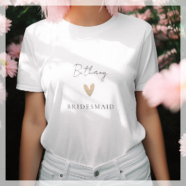 Brudtjej Guld Hjärtat Modern Text T Shirt