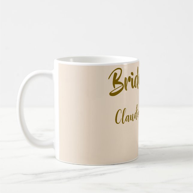 Brudtjej namn gyllene orange bröllop  kaffemugg (Vänster)