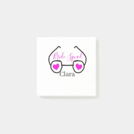 Brudtjej pink svarta simgoggles hjärta brudtärna post-it block