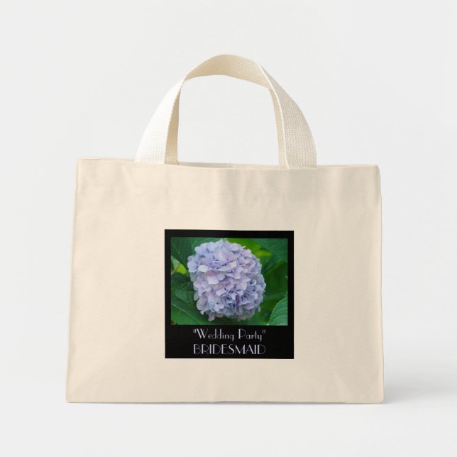 Brudtjej Totebag present BRUDJUNGFRU Hydrangea Mini Tygkasse (Framsidan)