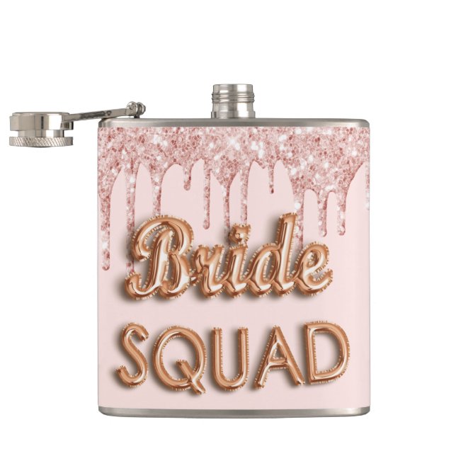 Brudtjejskvad rose guld glitter rosa möhippa fickplunta (Öppnad)