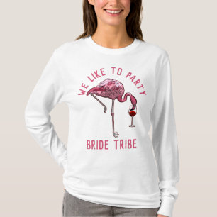 Brudtribben Gillar att Festa Flamingo Sängvätning T Shirt
