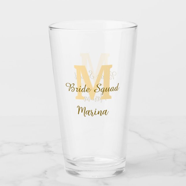 Brudtrupp monogram gyllene bröllopsdusch enkel  glaskopp (Framsida)