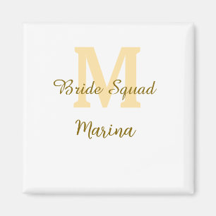 Brudtrupp monogram gyllene bröllopsdusch enkel  magnet
