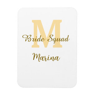 Brudtrupp monogram gyllene bröllopsdusch enkel  magnet