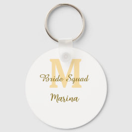 Brudtrupp monogram gyllene bröllopsdusch enkel  nyckelring