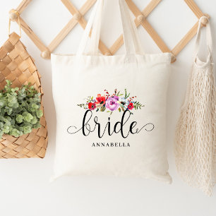 Brudväska med blommig bukett tygkasse