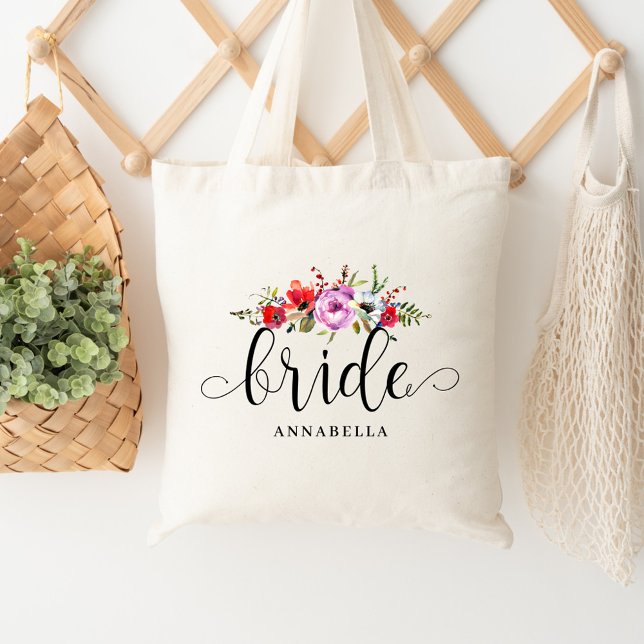 Brudväska med blommig bukett tygkasse (Skapare uppladdad)
